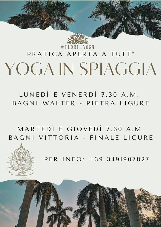 Locandina Yoga in Spiaggia a Finale Ligure e Pietra Ligure